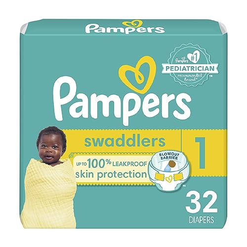 Pampers Swaddlers Diapers - Size 1, 32 Count, Ultra Soft Disposable Baby Diapers PACK OF 2